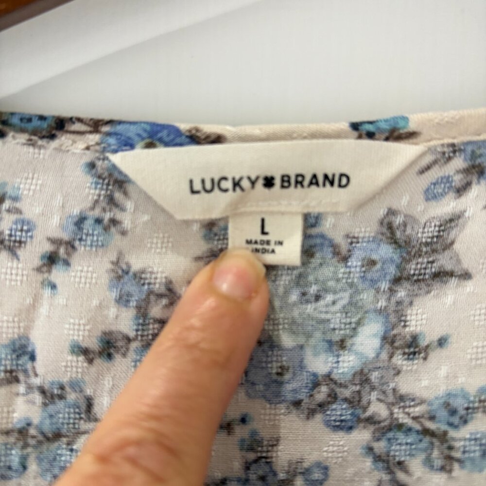 Lucky Brand Pintuck Floral Peasant Top Size Large NWOT - Picture 4 of 8